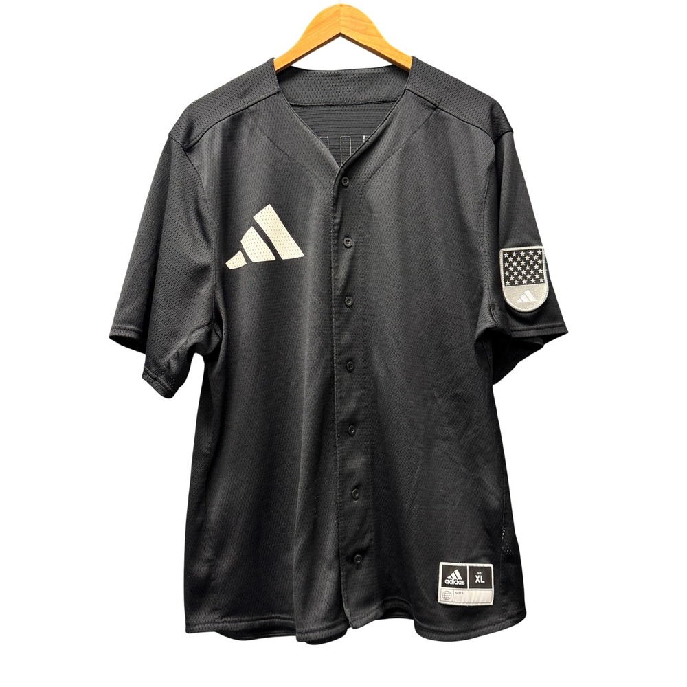 Adidas Baseball Jersey Mens XL Daniel Patrick Black Sportswear Button Up Fandom